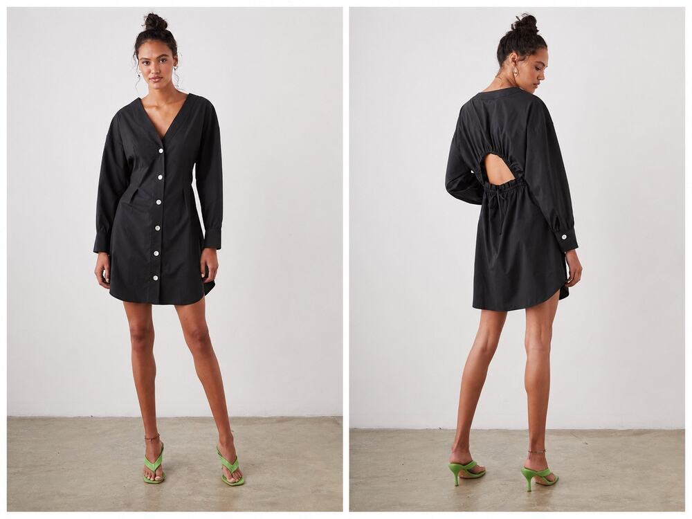 NWT Rails Jaclyn Open Back Black Button Front Mini Dress Women’s XL